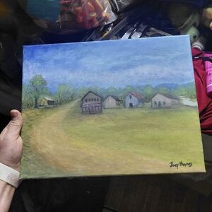 Rustic Countryside Canvas Art - Green and Blue